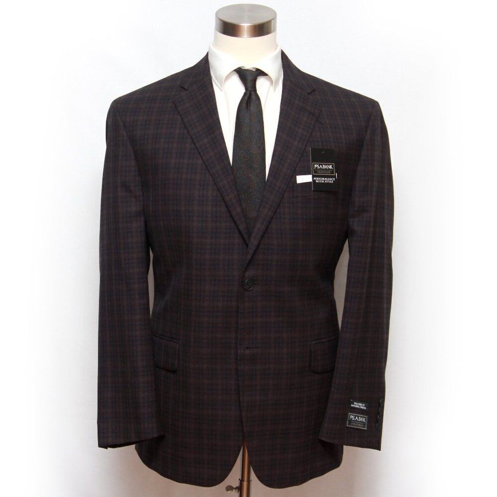 Jos A BANK Traveler 44R Tailored Fit Windowpane Sportcoat Blazer